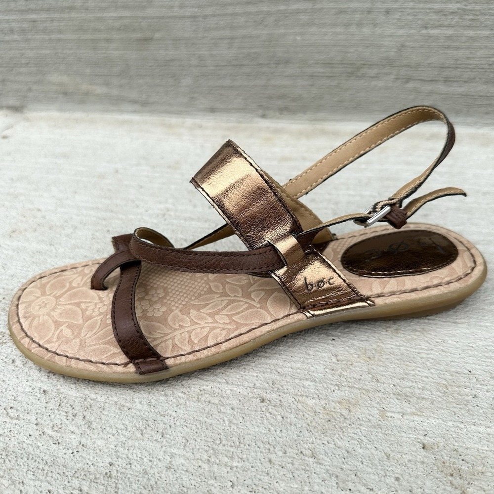 BOC Born of Concept Womens Size 7 M Strappy Sandals Ankle Strap Brown Bronze Toe - Picture 2 of 4